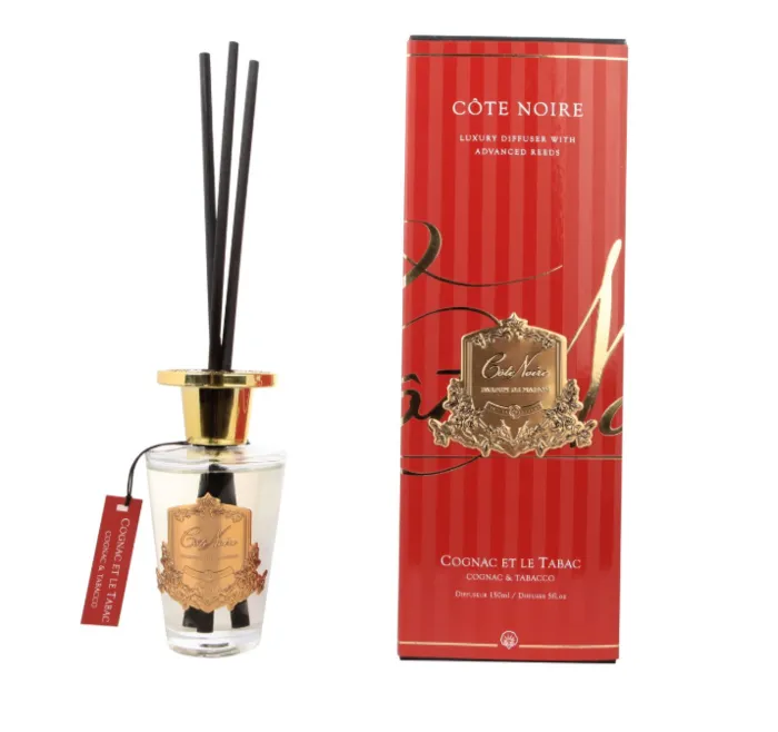 COTE NOIRE - 150ML DIFFUSER SET - COGNAC & TABACCO - GOLD