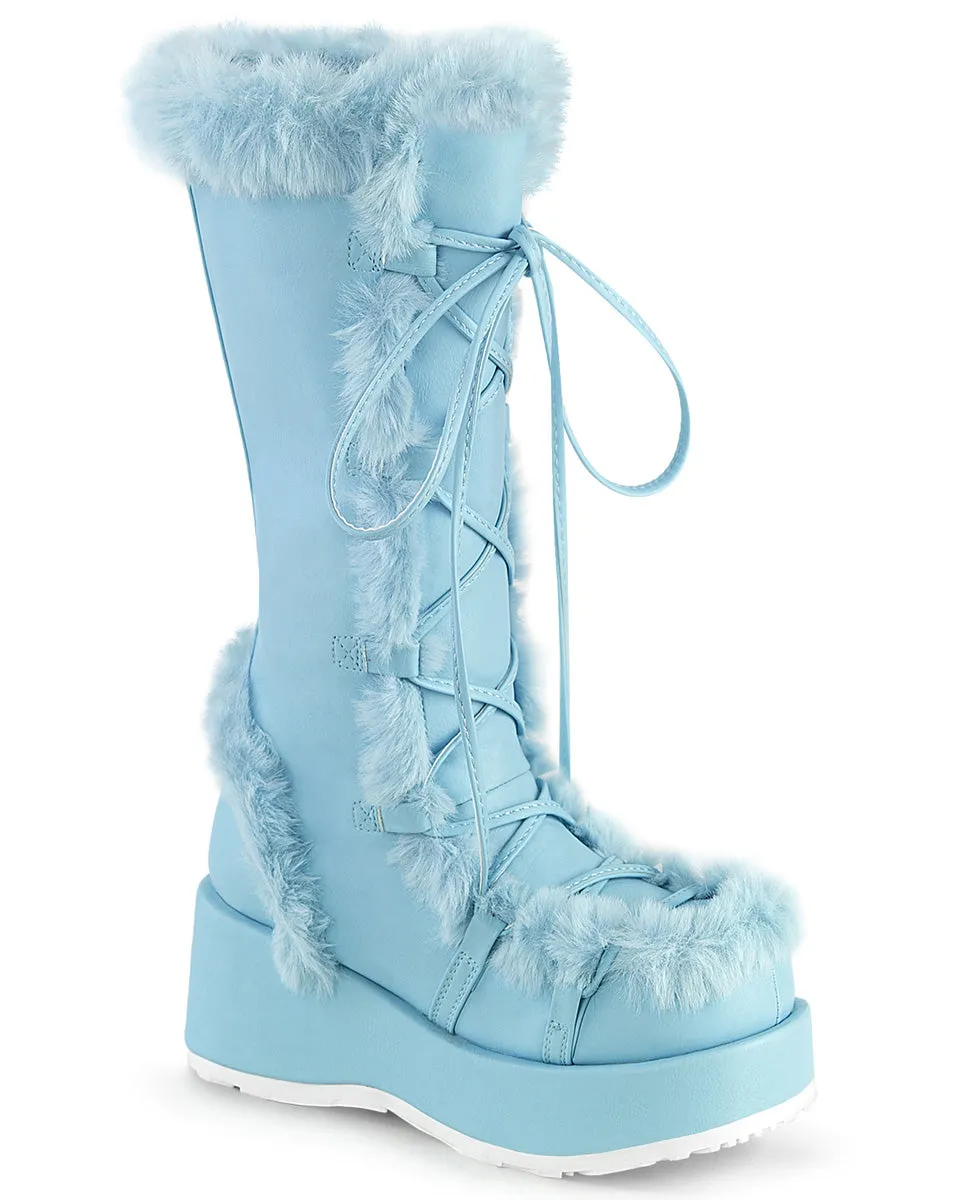 Demonia Baby Blue Winter Solstice Faux Fur Boots