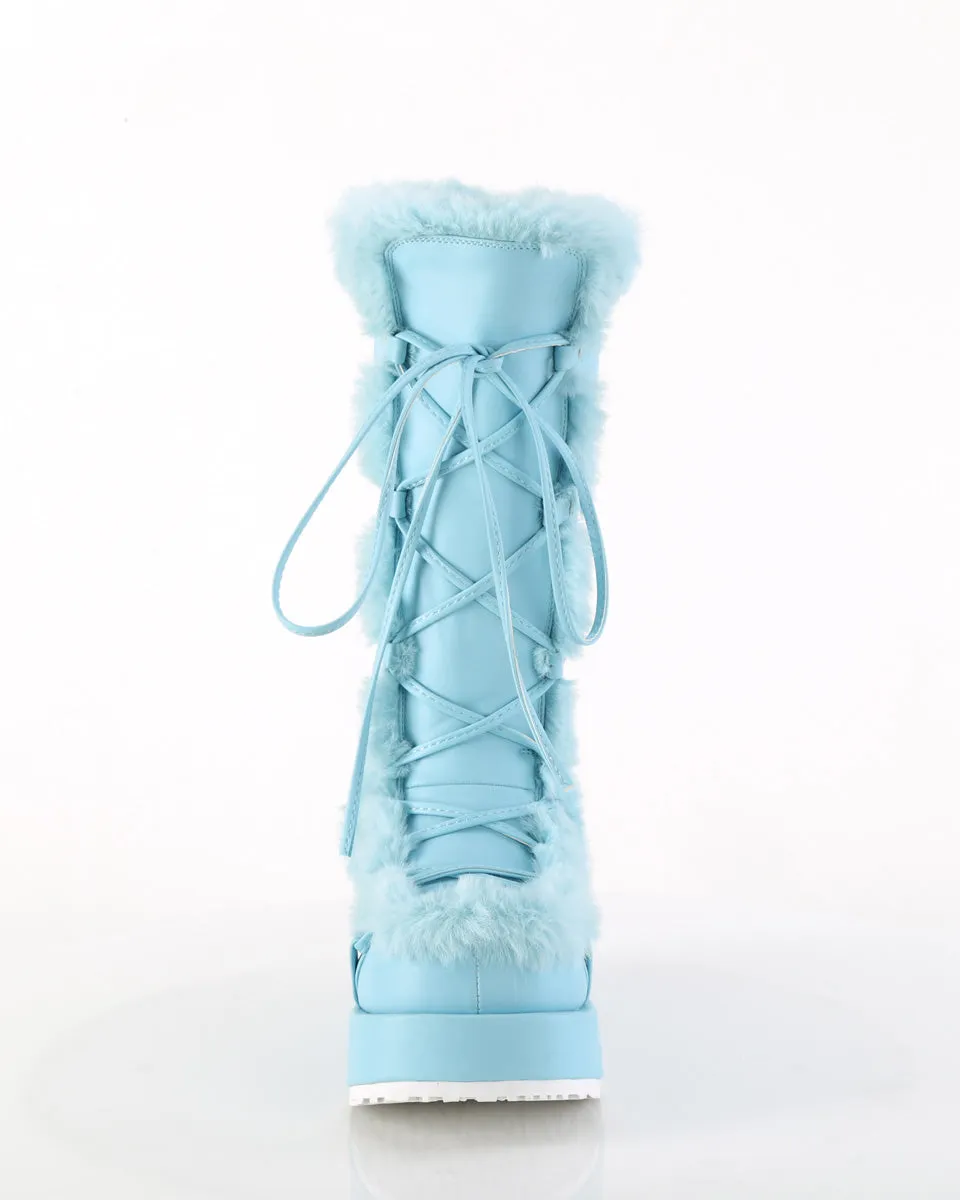 Demonia Baby Blue Winter Solstice Faux Fur Boots