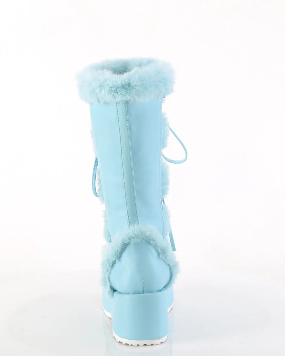 Demonia Baby Blue Winter Solstice Faux Fur Boots