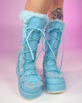 Demonia Baby Blue Winter Solstice Faux Fur Boots