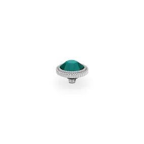 Fabero Flat Silver and Emerald Crystal Ring Gem Top, 10mm