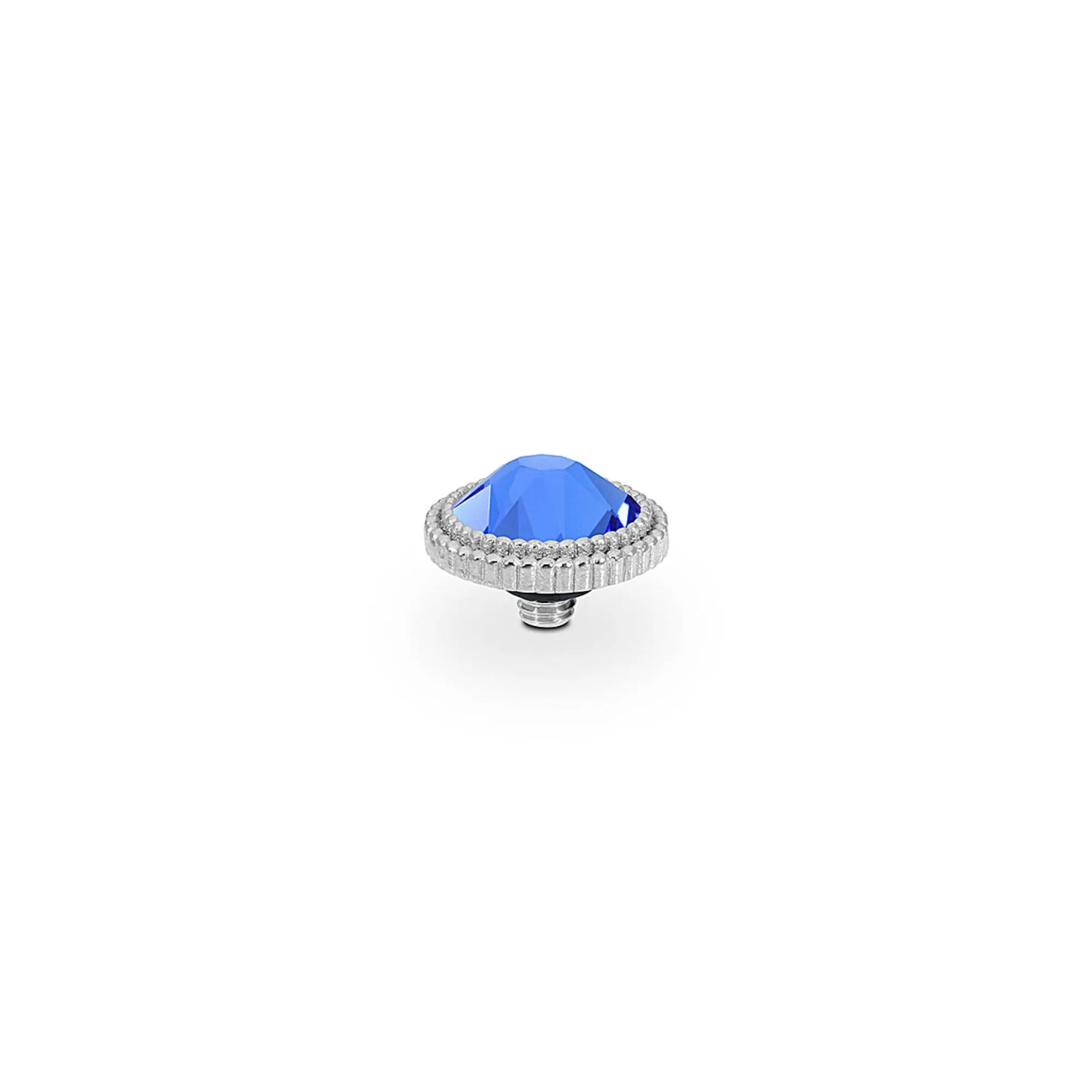 Fabero Flat Silver and Sapphire Crystal Ring Gem Top, 10mm