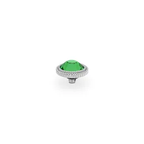 Fabero Flat Silver and Shamrock Crystal Ring Gem Top, 10mm