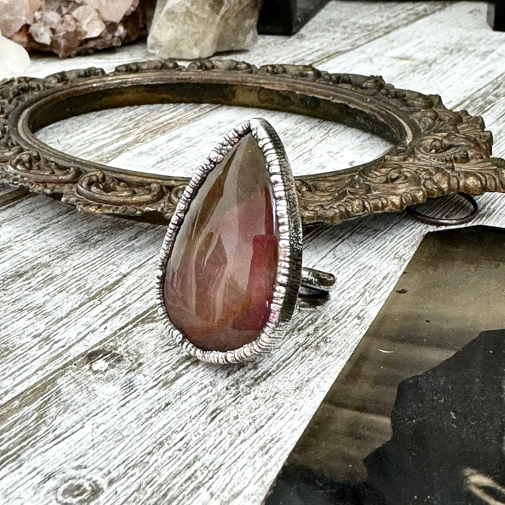 Fancy Moss Agate Ring Silver Size 7.5 / Foxlark Collection