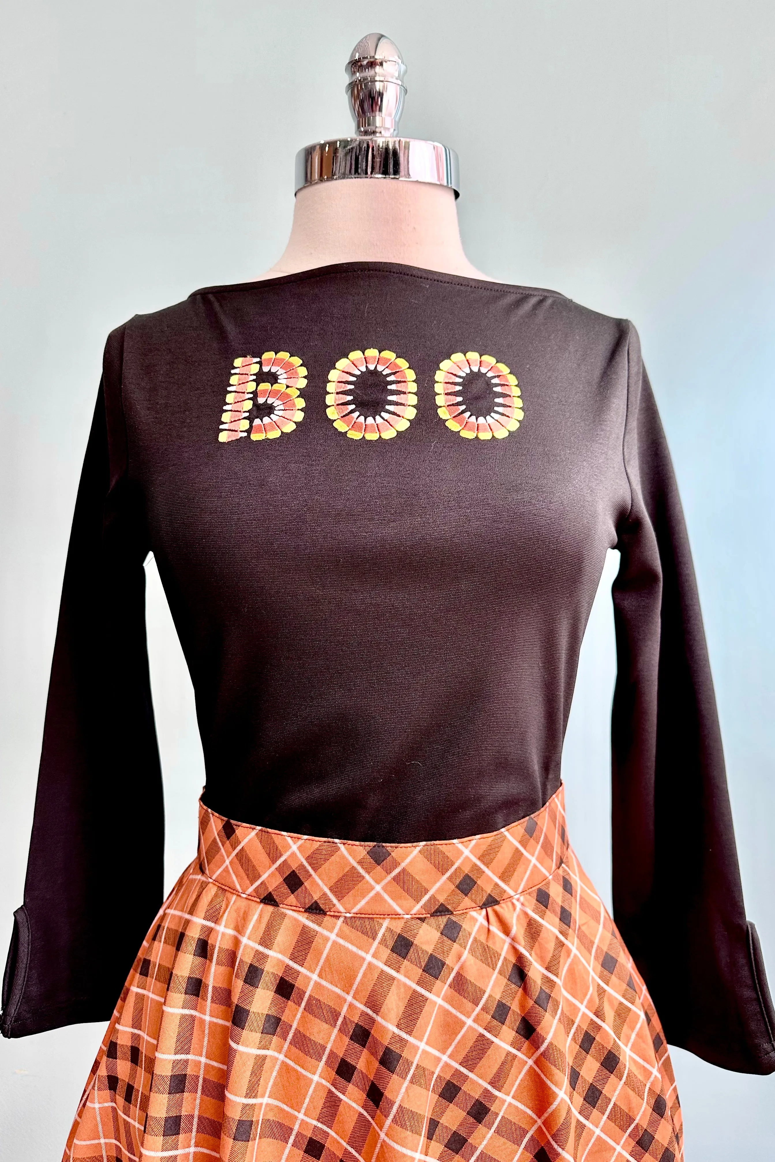 Final Sale Candy Corn Boo Black Jersey Top