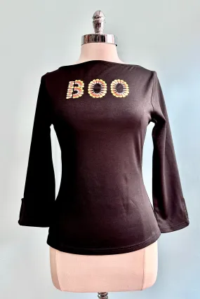 Final Sale Candy Corn Boo Black Jersey Top