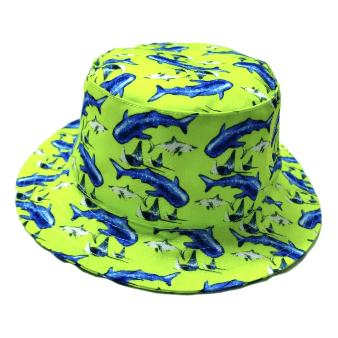 Fluro Green Sharks Beach Hat