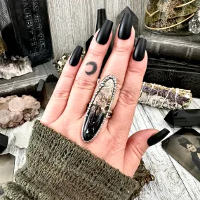 Fossilized Palm Root Ring Size 9 Black Fossilized Wood / Foxlark Crystal Jewelry Collection