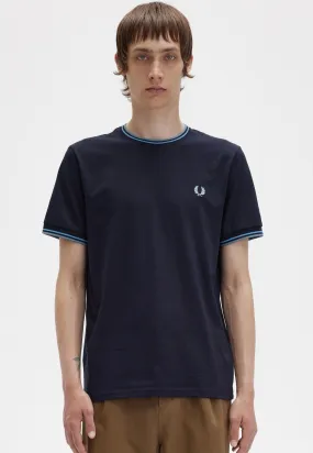 Fred Perry - Twin Tipped Navy/Soft Blue/Silver Blue - T-Shirt