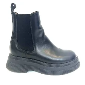 Ganni £345 Black Leather Platform Chelsea Boots 39