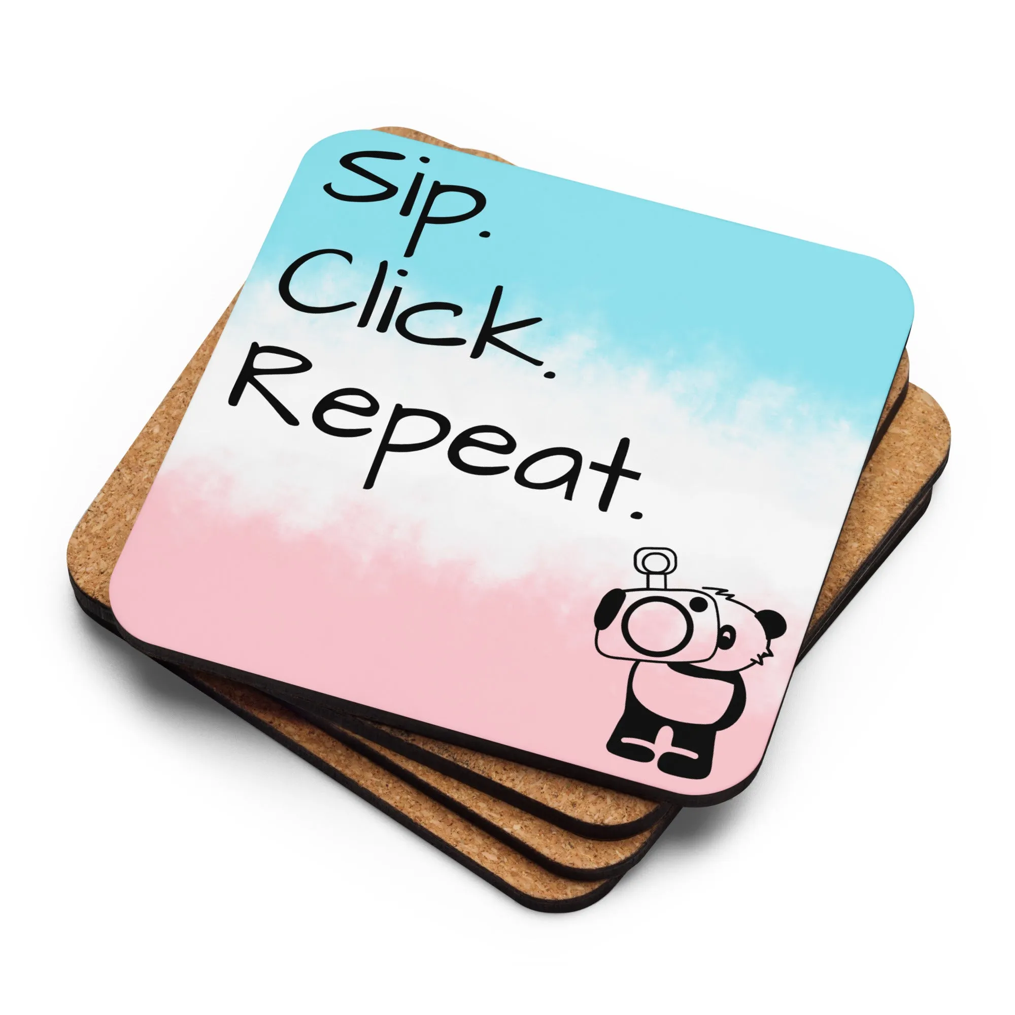 Gloss Coated Cork Backed Coaster - S.C.R. Cotton Candy