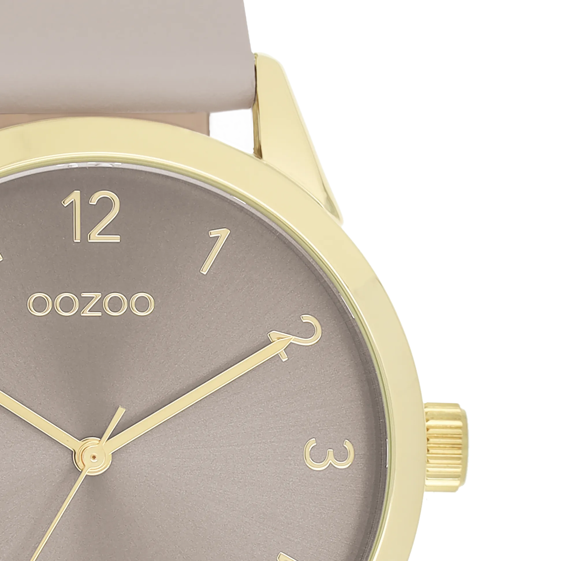 Gold coloured OOZOO watch with taupe leather strap - C11328