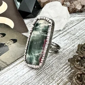 Green Ocean Jasper Ring Silver Size 9 / Foxlark Crystal Jewelry Collection