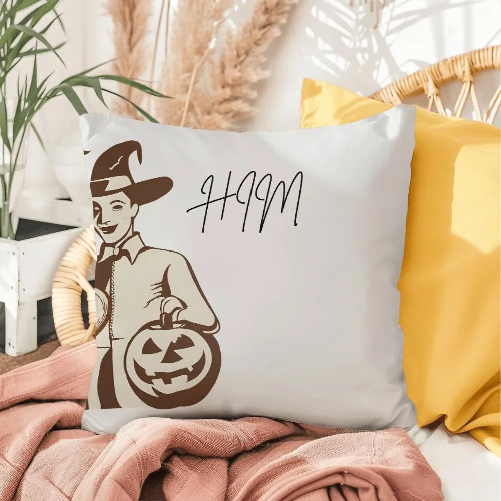 Him & Her Couples Halloween Pillow