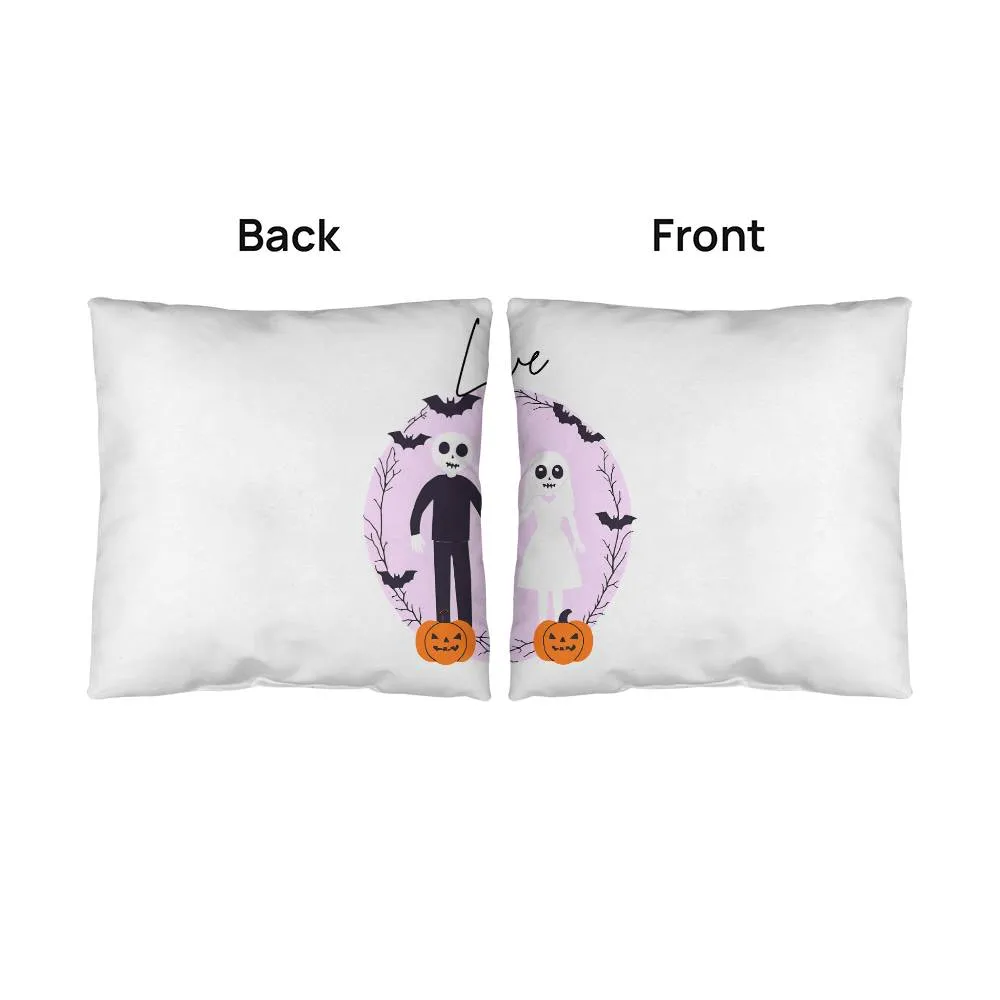 Him & Her Couples Halloween Pillow