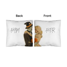 Him & Her Couples Halloween Pillow