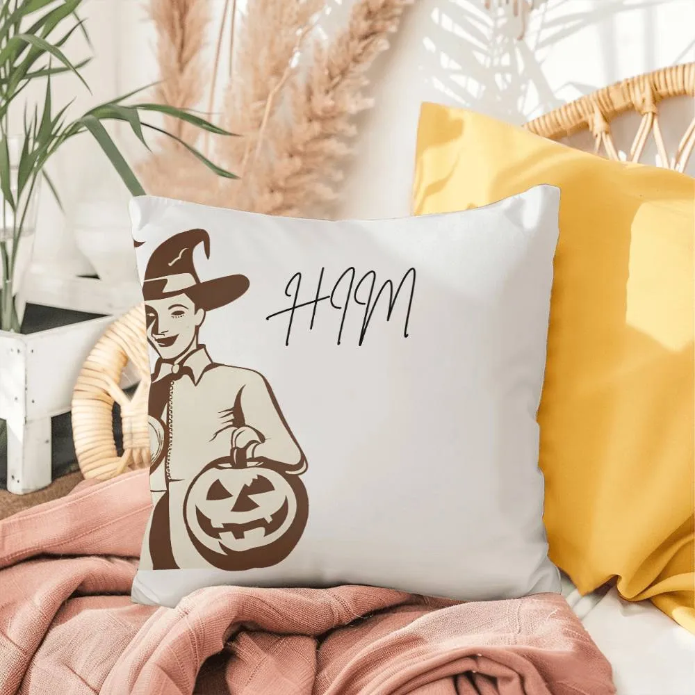 Him & Her Couples Halloween Pillow