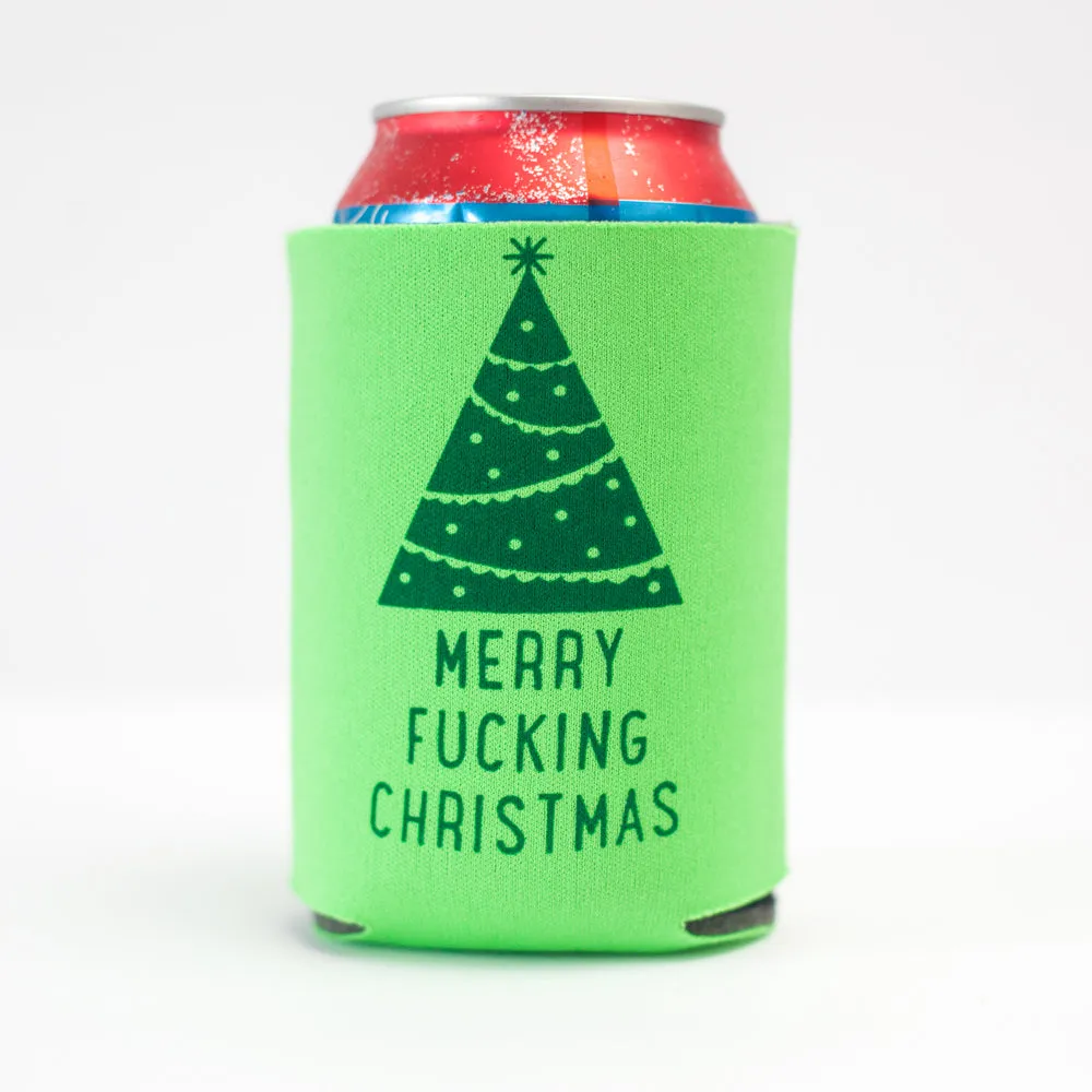 holiday can coolie, easy stocking stuffer, merry fucking christmas gift, holiday party favor, funny Christmas gift