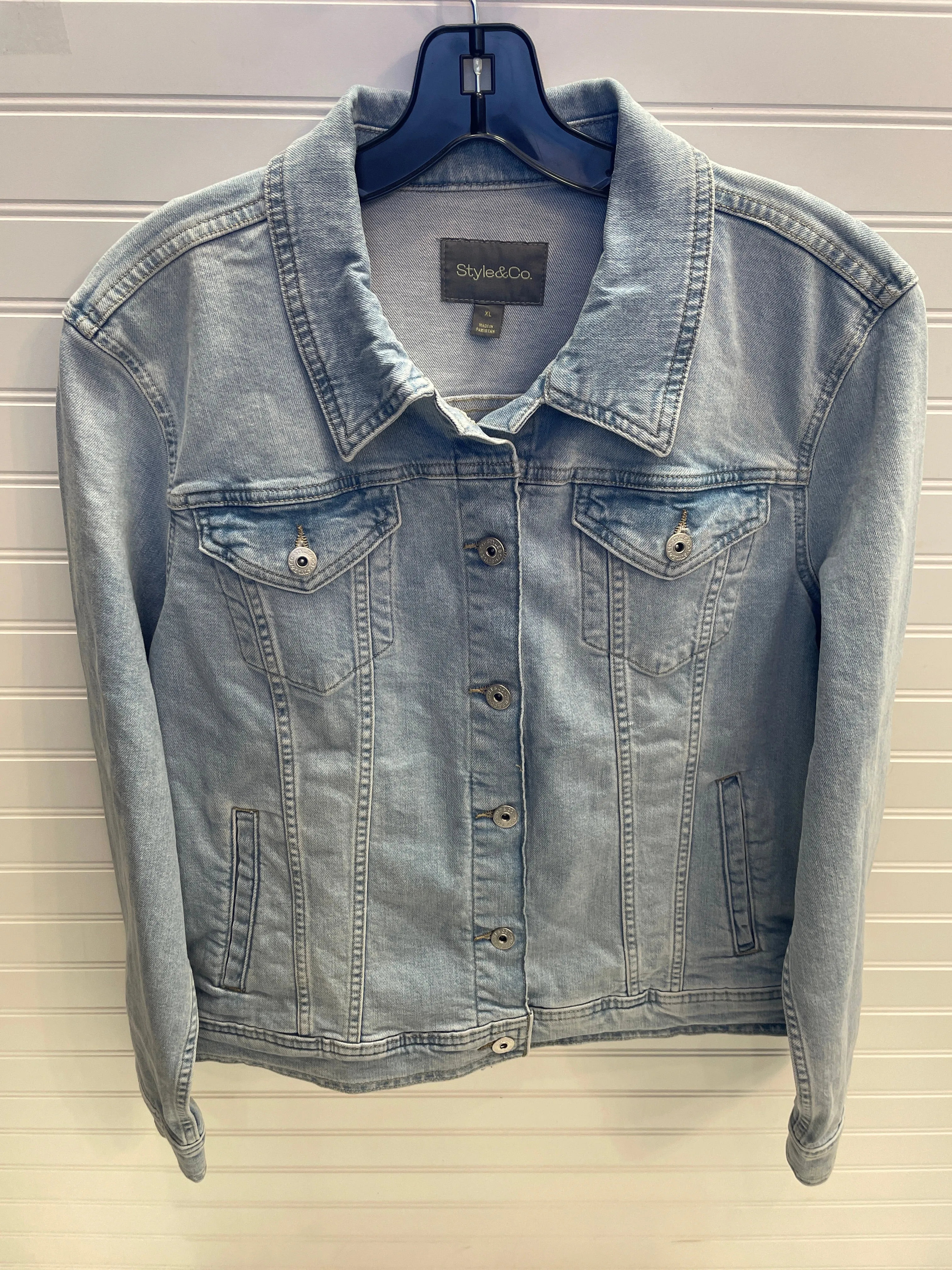 Jacket Denim By Style And Company In Blue Denim, Size: Xl