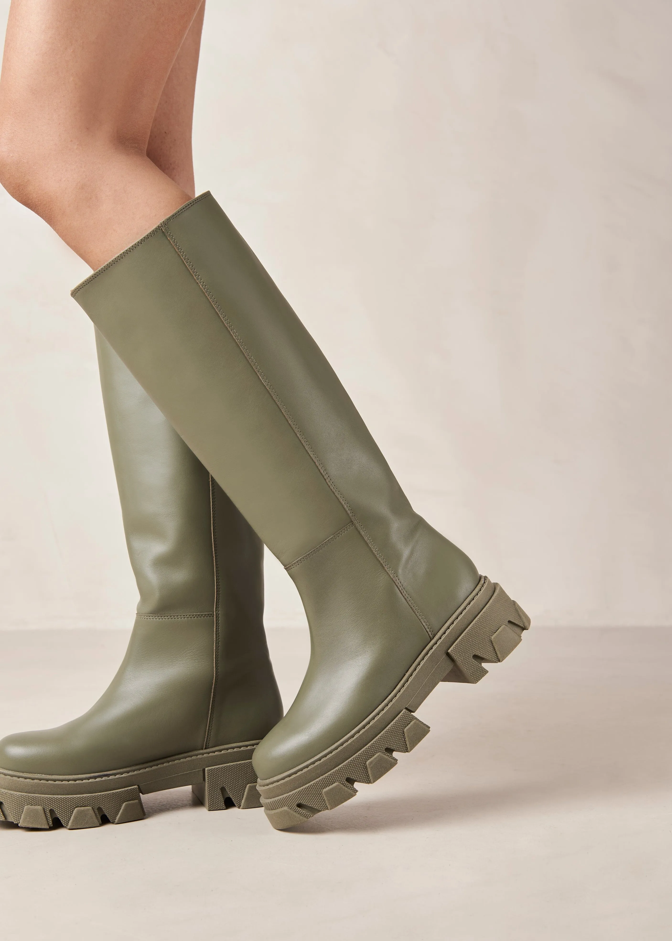 Katiuska Khaki Leather High Boot