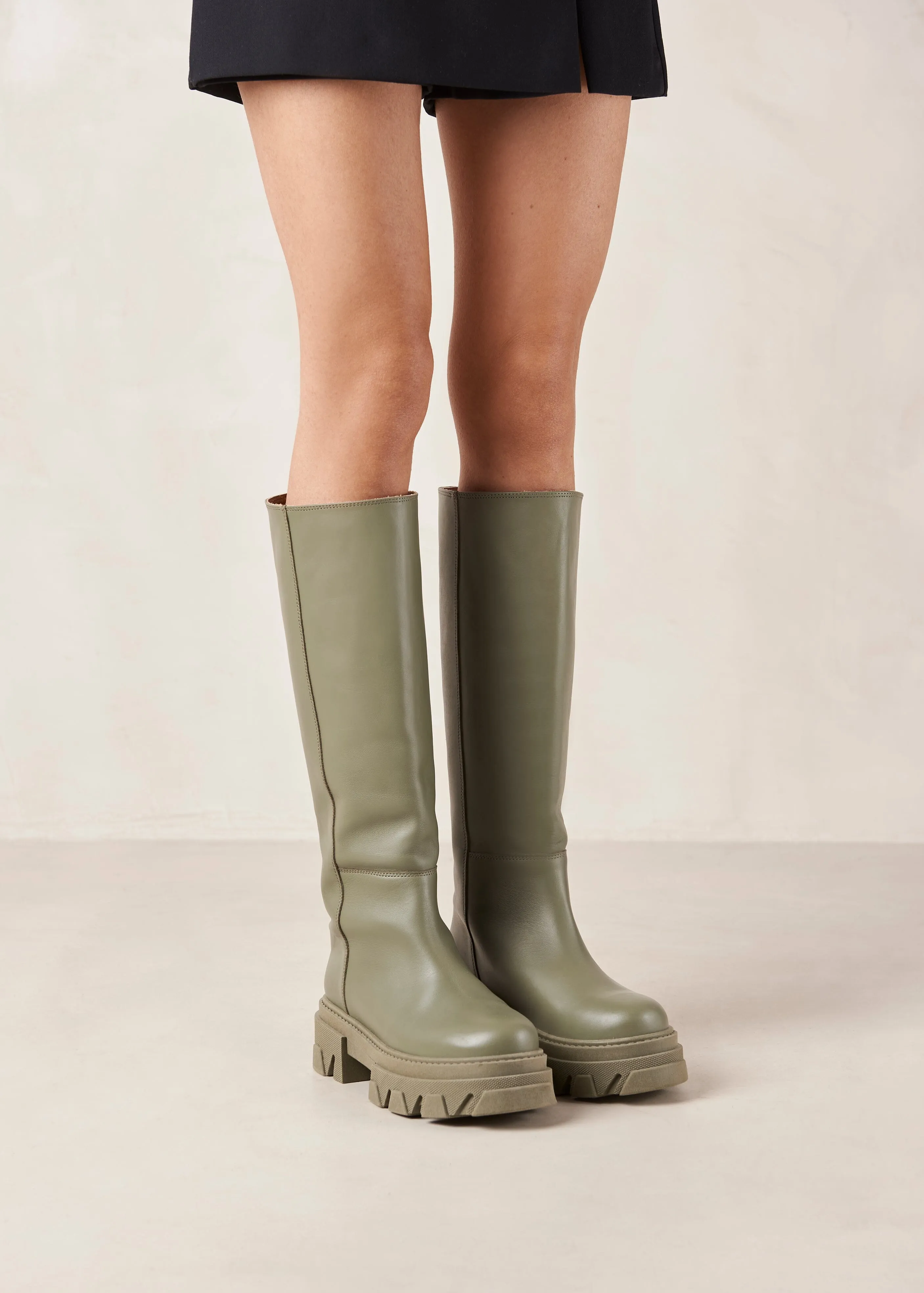 Katiuska Khaki Leather High Boot