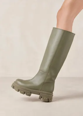 Katiuska Khaki Leather High Boot