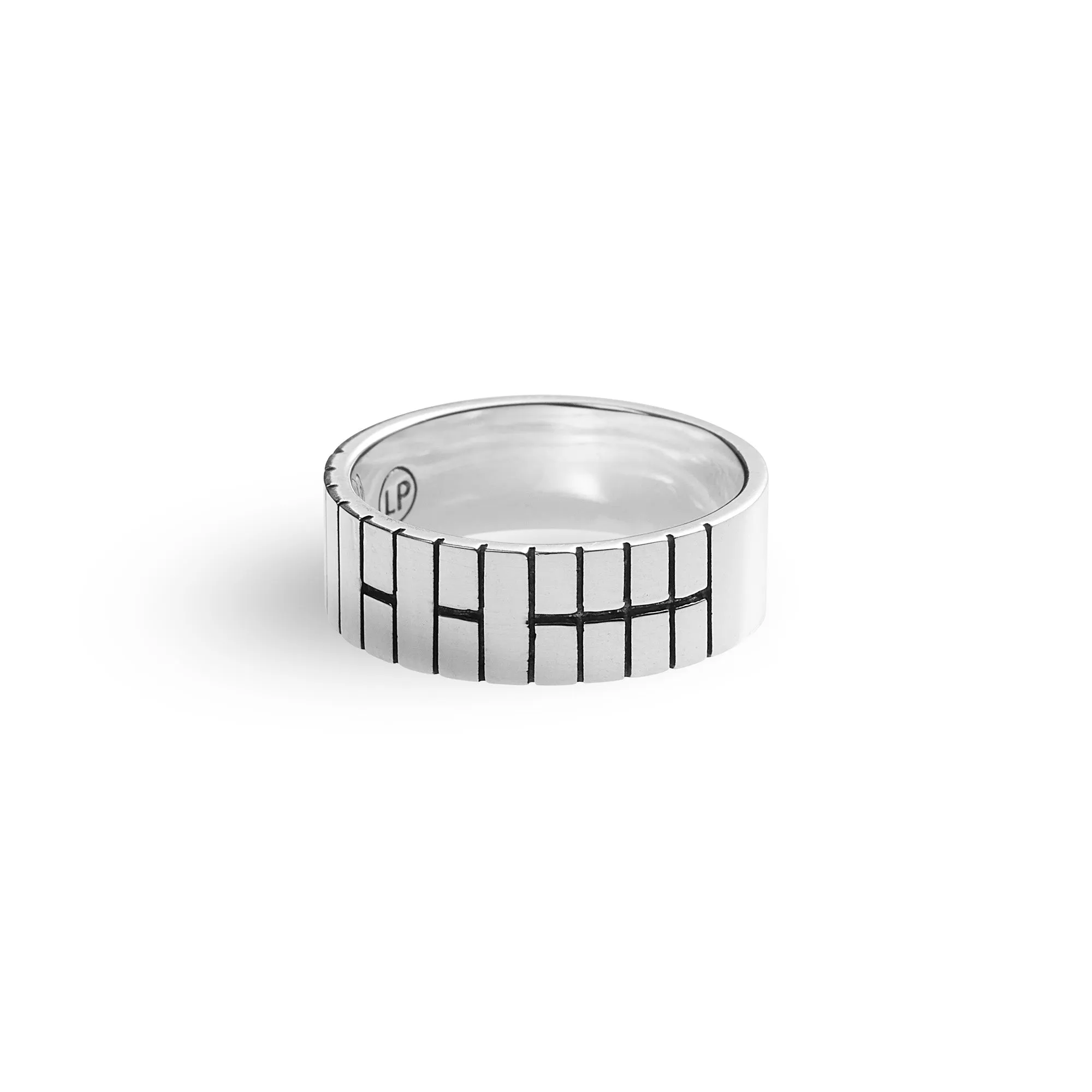 Korean Trigram Ring - Sterling Silver - Polished