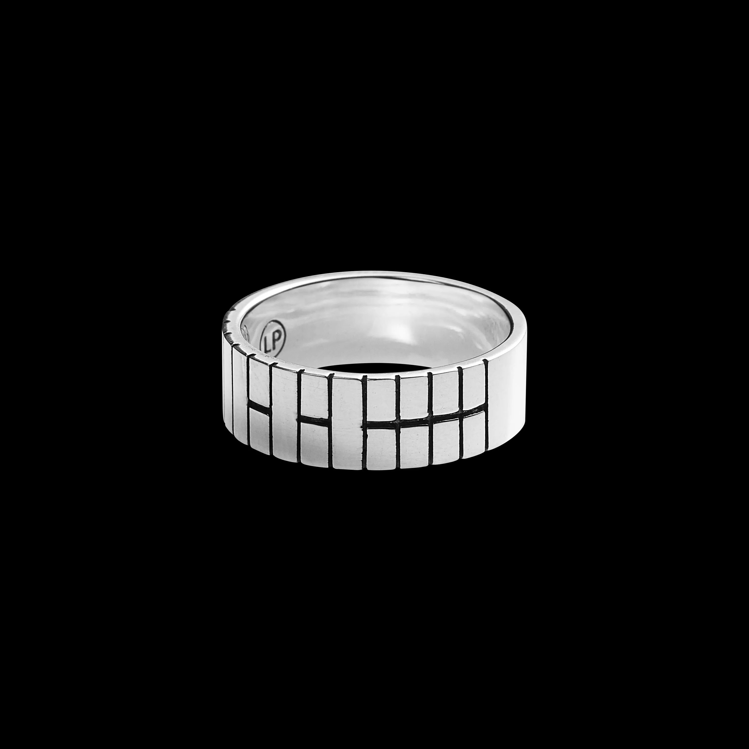 Korean Trigram Ring - Sterling Silver - Polished