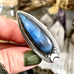 Labradorite Ring Magic Moon Blue Crystal Ring / Designed by FOXLARK Adjustable Size 6 7 8 9 10