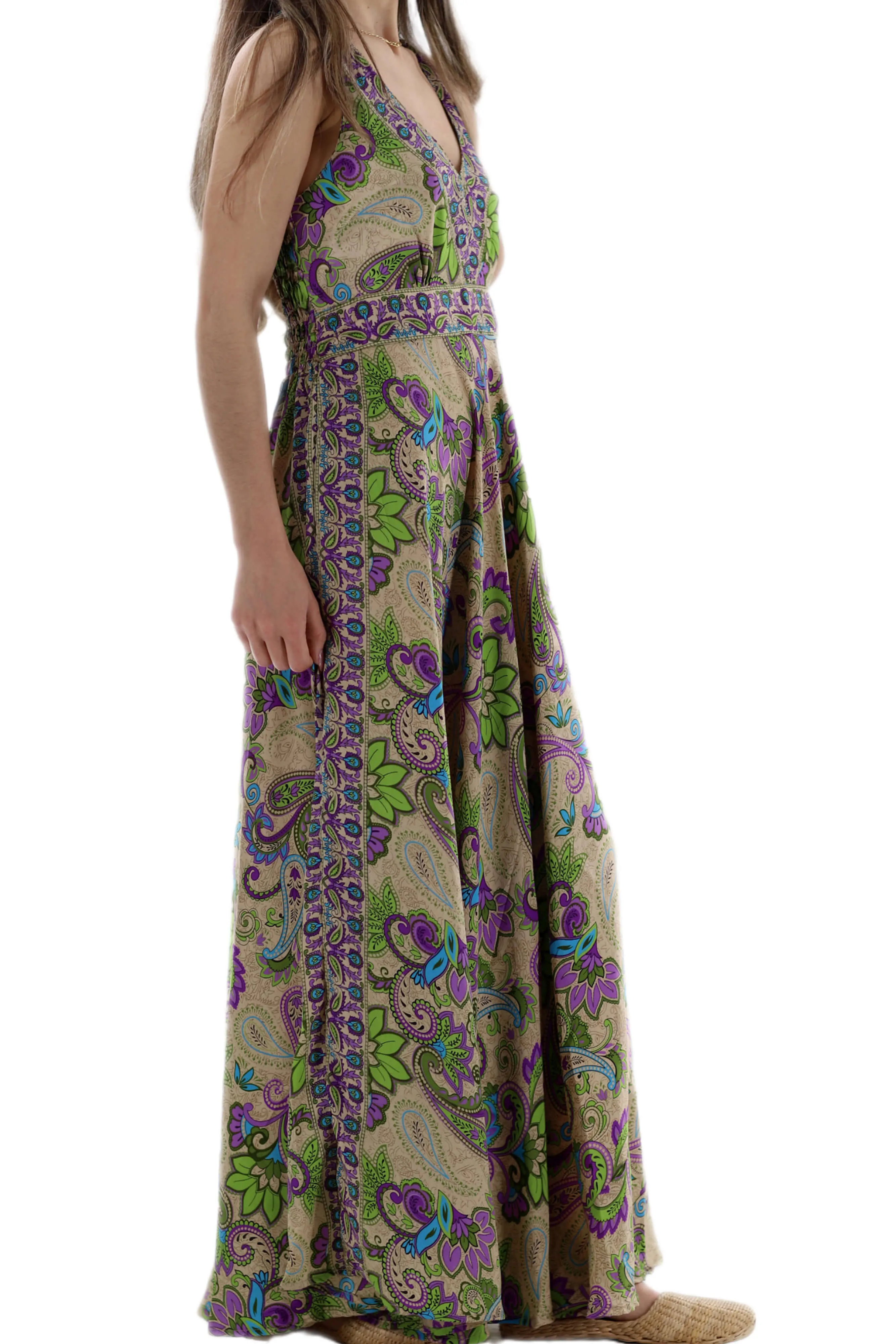 Long Flowy Floral "Ariana" 2024 Ver. Maxi Dress in Green