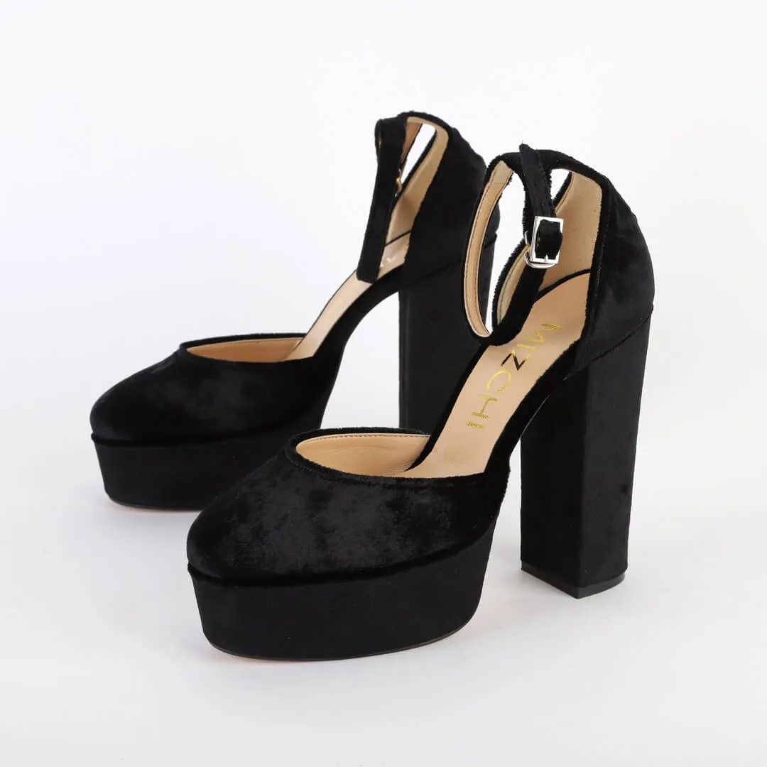 MELLOW - velvet platform CUSTOM BLACK SUEDE