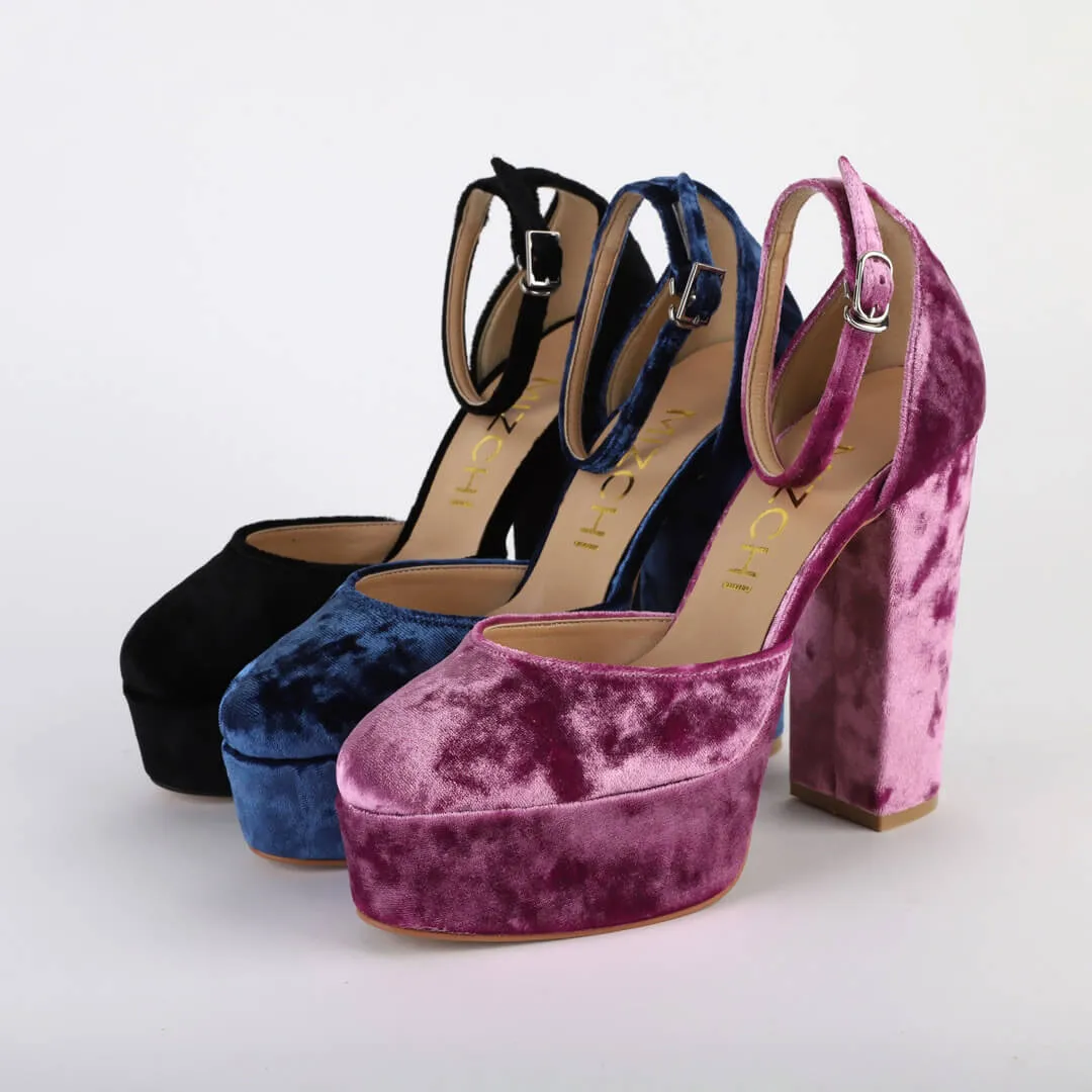 MELLOW - velvet platform CUSTOM BLACK SUEDE