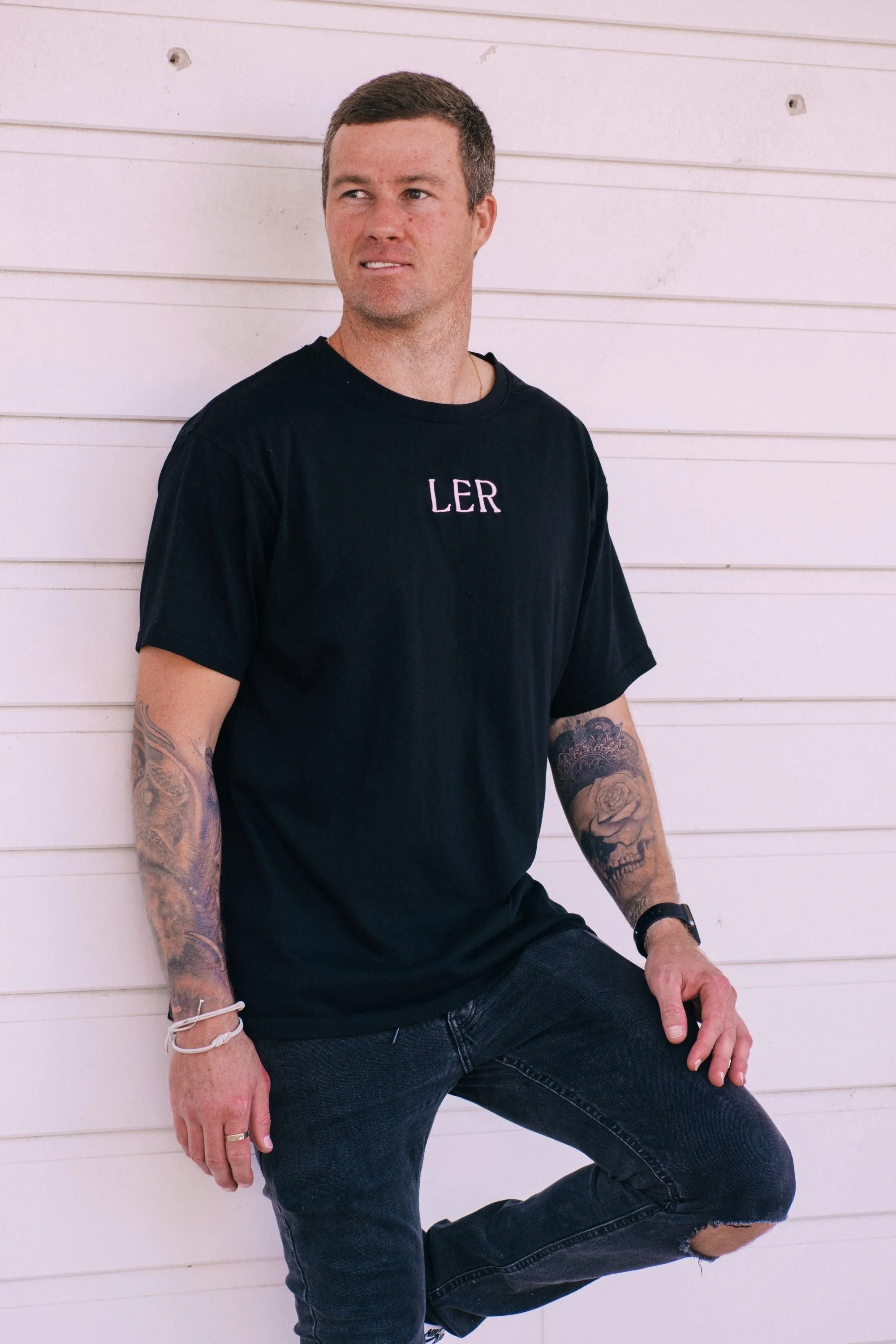 Men's LER Oversized Tee - Black & Pink