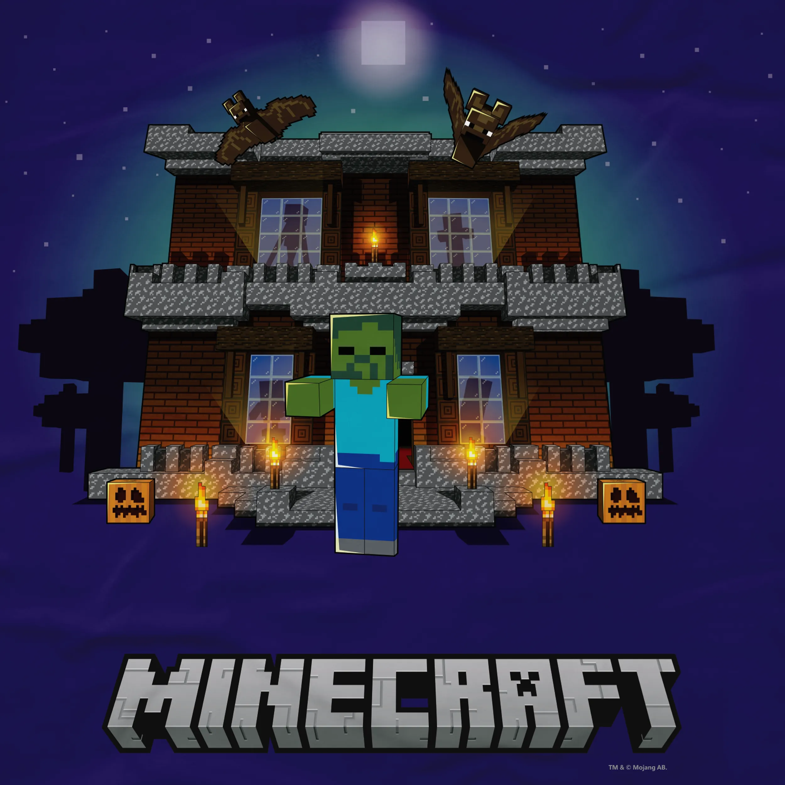 Minecraft Zombie Creepy Mansion Sherpa Blanket