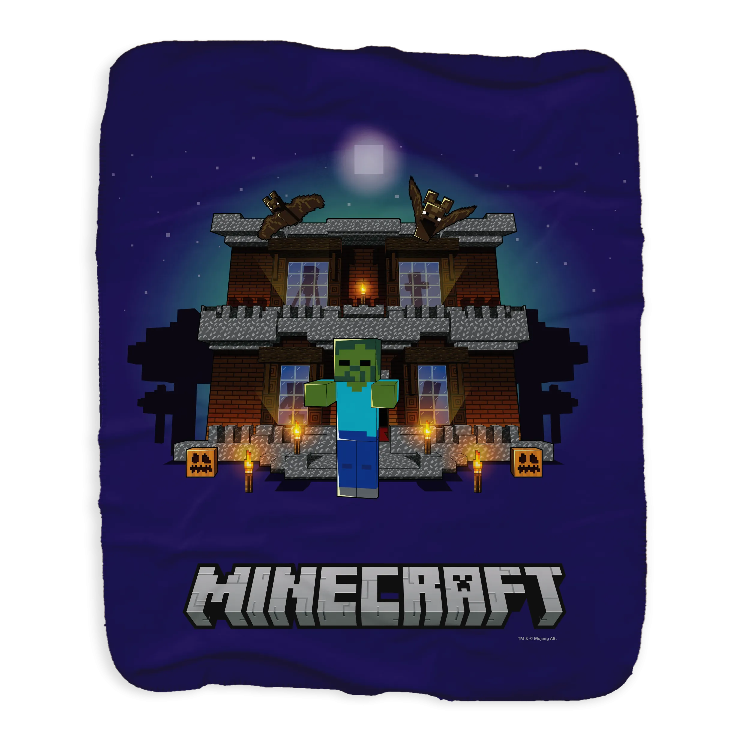 Minecraft Zombie Creepy Mansion Sherpa Blanket