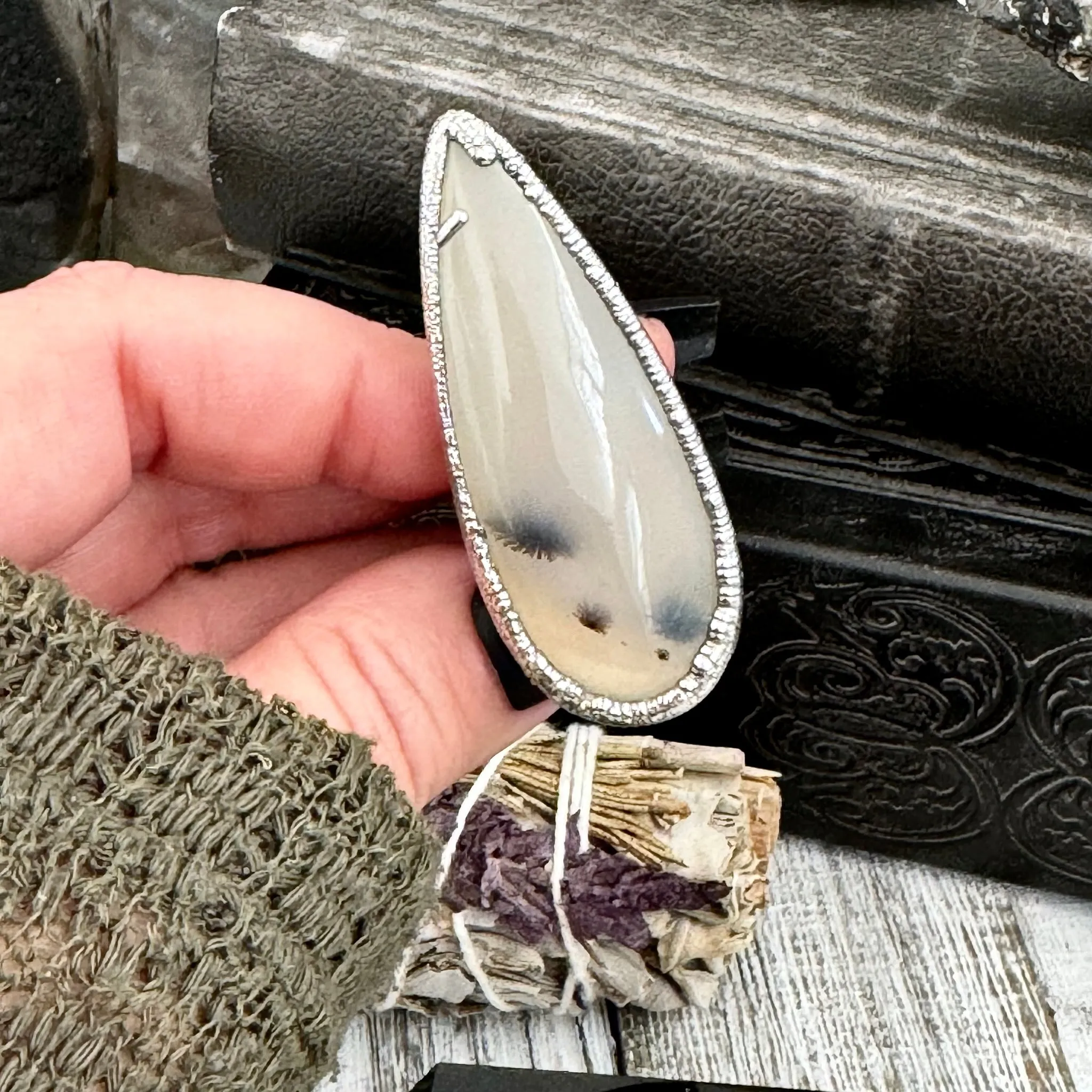 Montana Moss Agate Ring Silver Crystal Jewelry Size 9/ Foxlark Collection