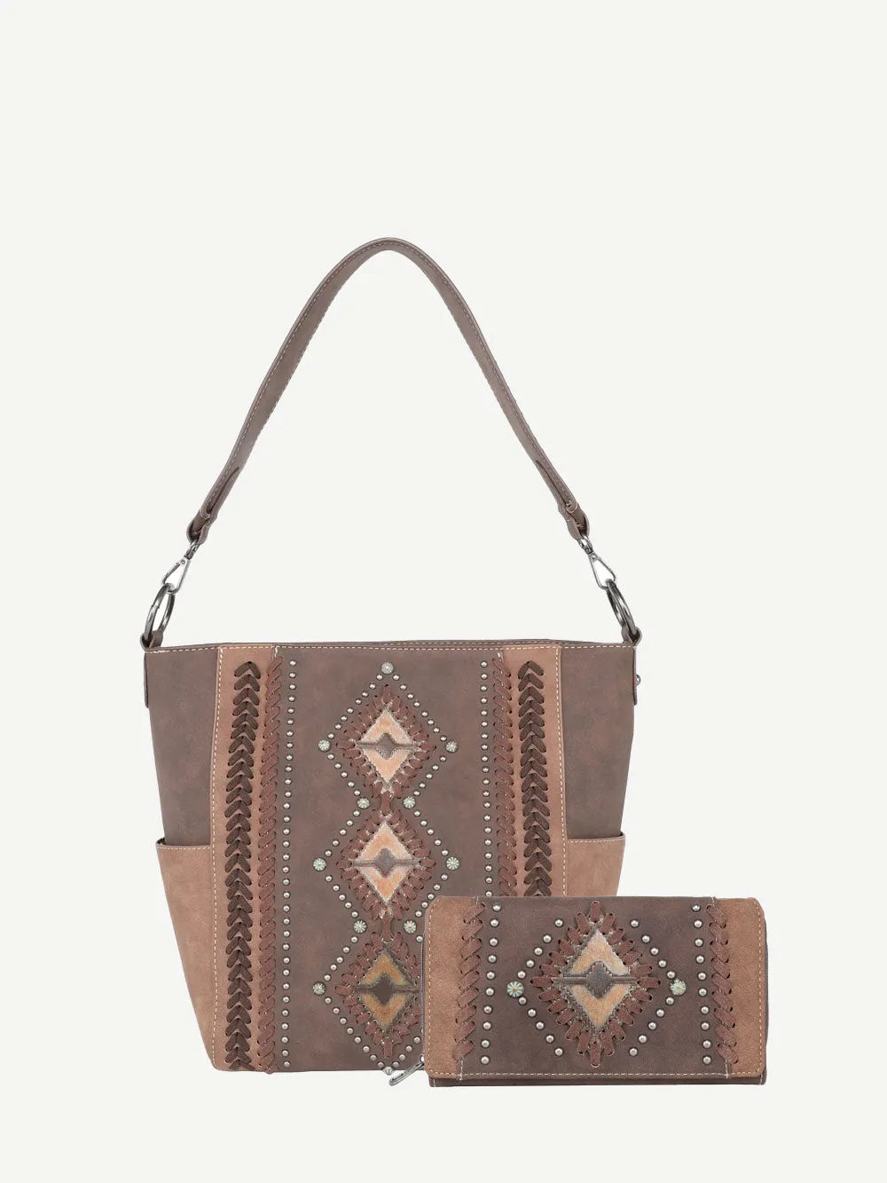 Montana West Aztec Embossed Whipstitch Hobo Set