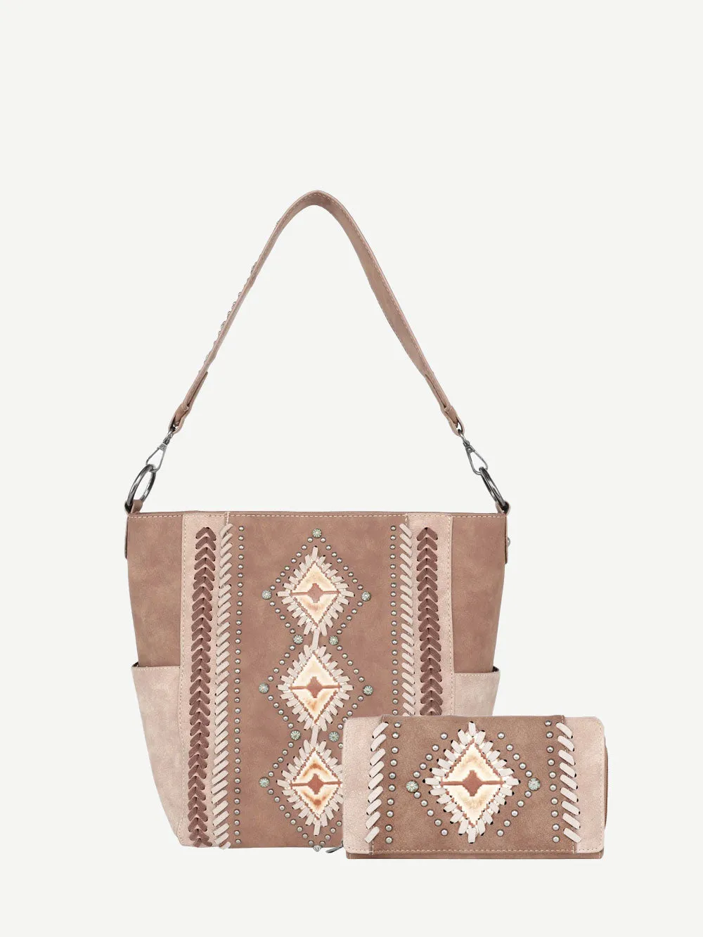 Montana West Aztec Embossed Whipstitch Hobo Set