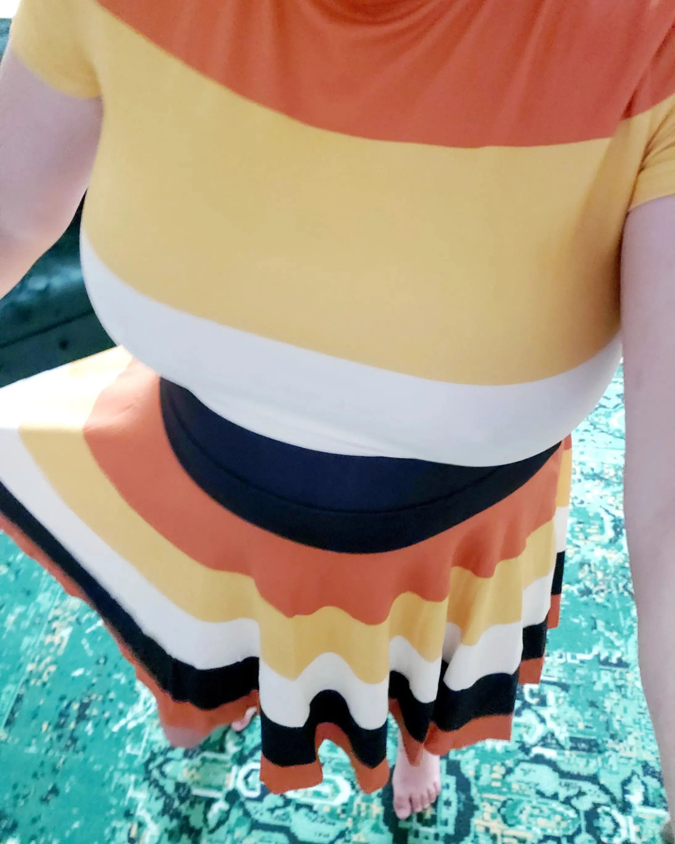 Orange Black Yellow And Ivory - "Candy Corn" Fit & Flare Swing Dress