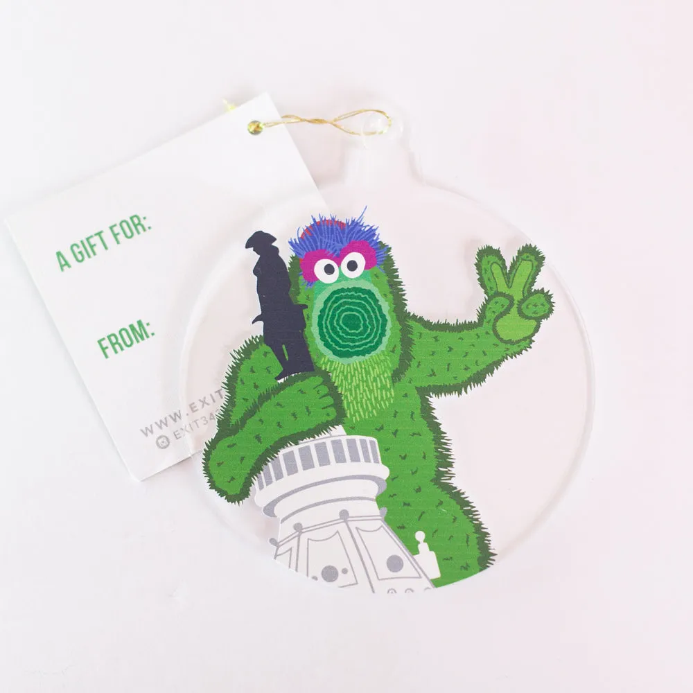 Phillie Kong Christmas ornament, Phillie Phanatic mascot holiday ornament, Philadelphia tree ornament