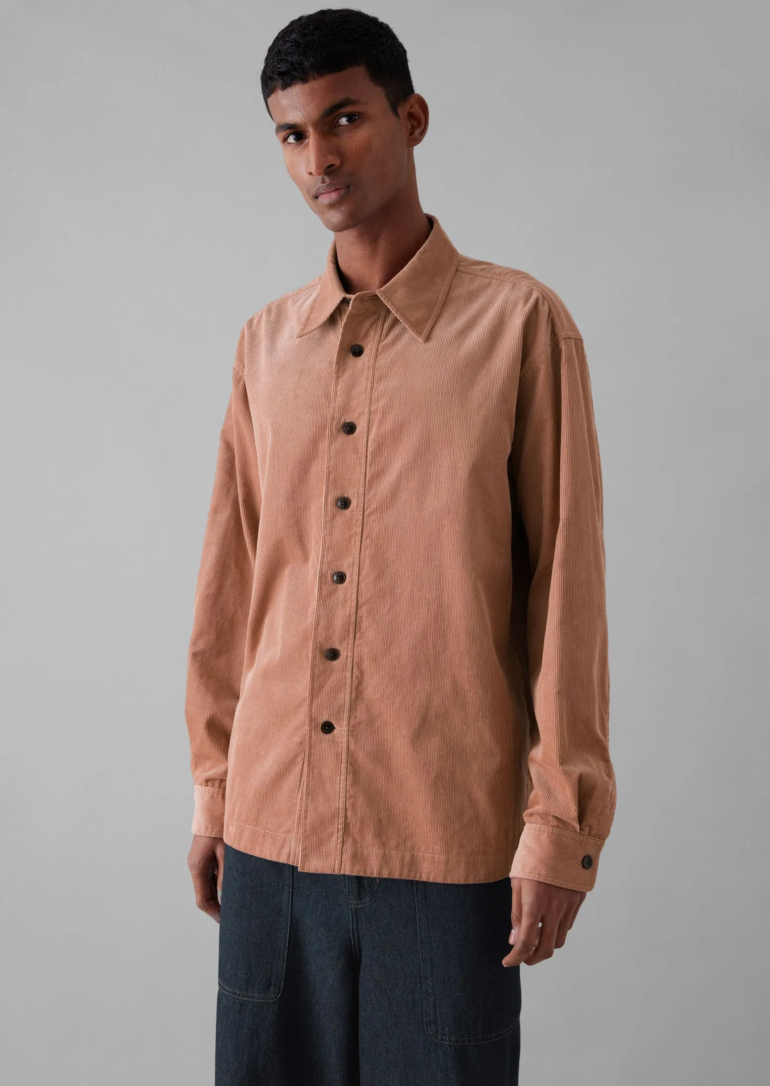 Point Collar Organic Cord Shirt | Rose Quartz