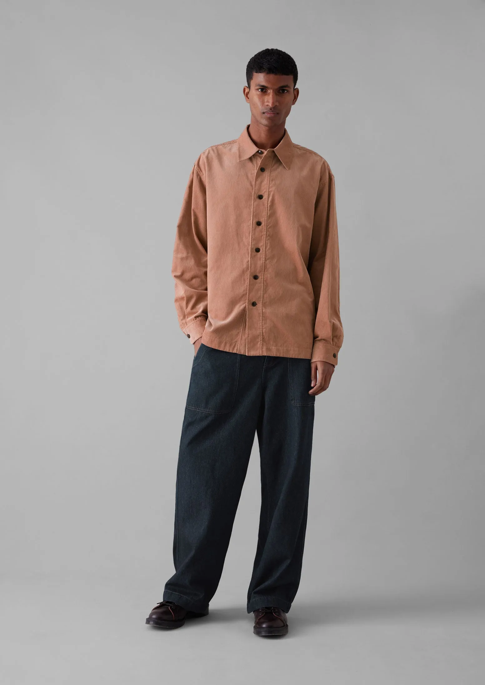 Point Collar Organic Cord Shirt | Rose Quartz