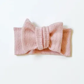 Pointelle Oversized Bow - Pink Chai