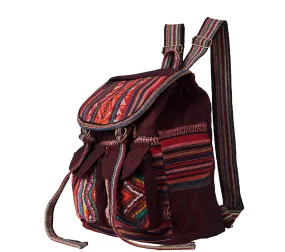 Red Bohemian Backpack, 100% Cotton, Back To School, Travel Bag