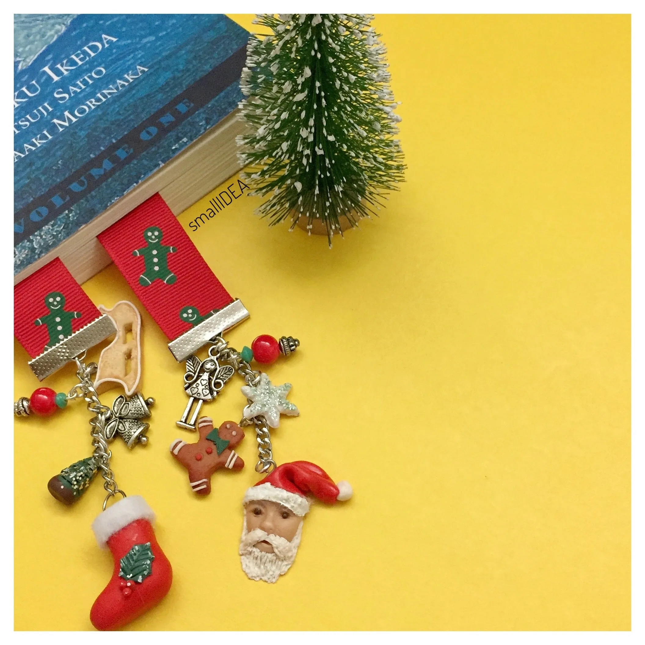 Red Gingerbread Christmas Ribbon Bookmark