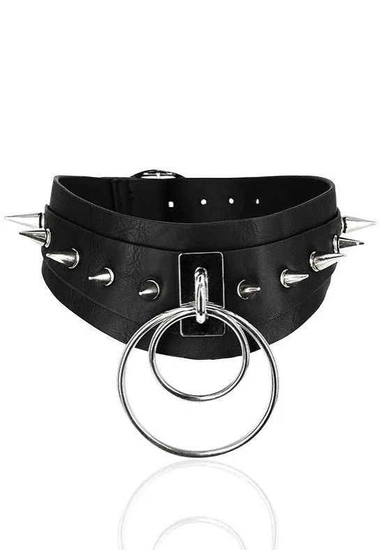 Restyle - Double Spiked Black/Silver - Choker