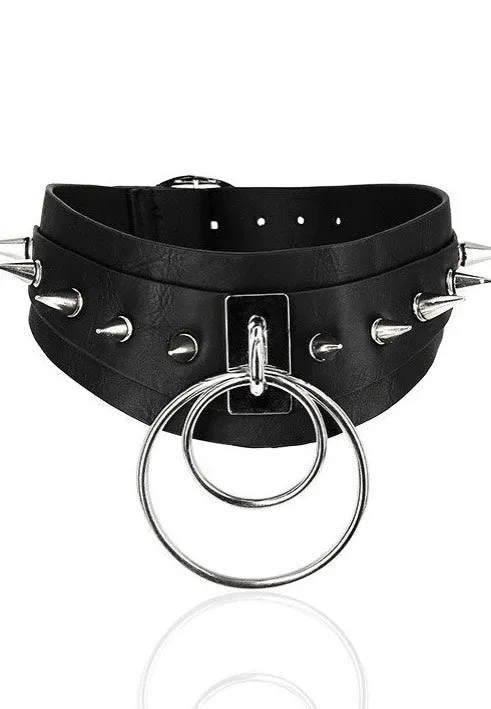 Restyle - Double Spiked Black/Silver - Choker