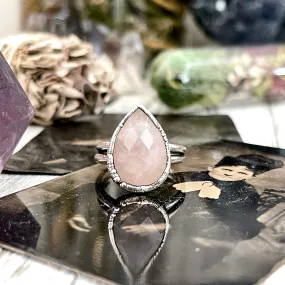 Rose Quartz Ring in Fine Silver, Pink Stone Statement Ring Size 6 7 8 9 / Foxlark Collection