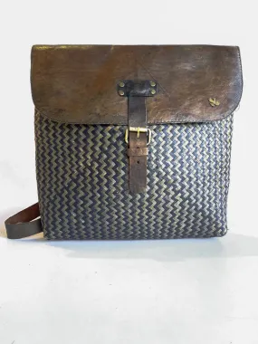 Rustic Rattan/Leather Satchel